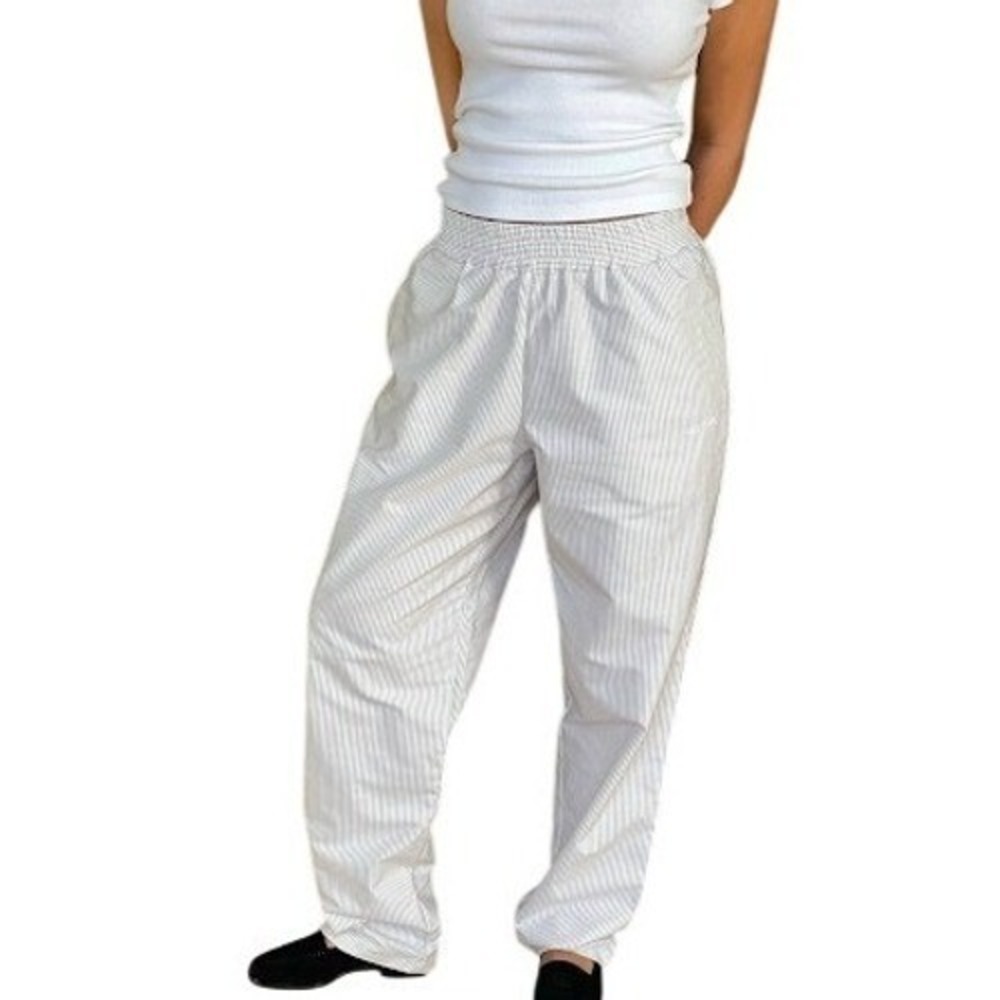 Djerf Avenue Breezy 100% Organic Cotton Beige White Stripe Pants‎ Size S NEW
